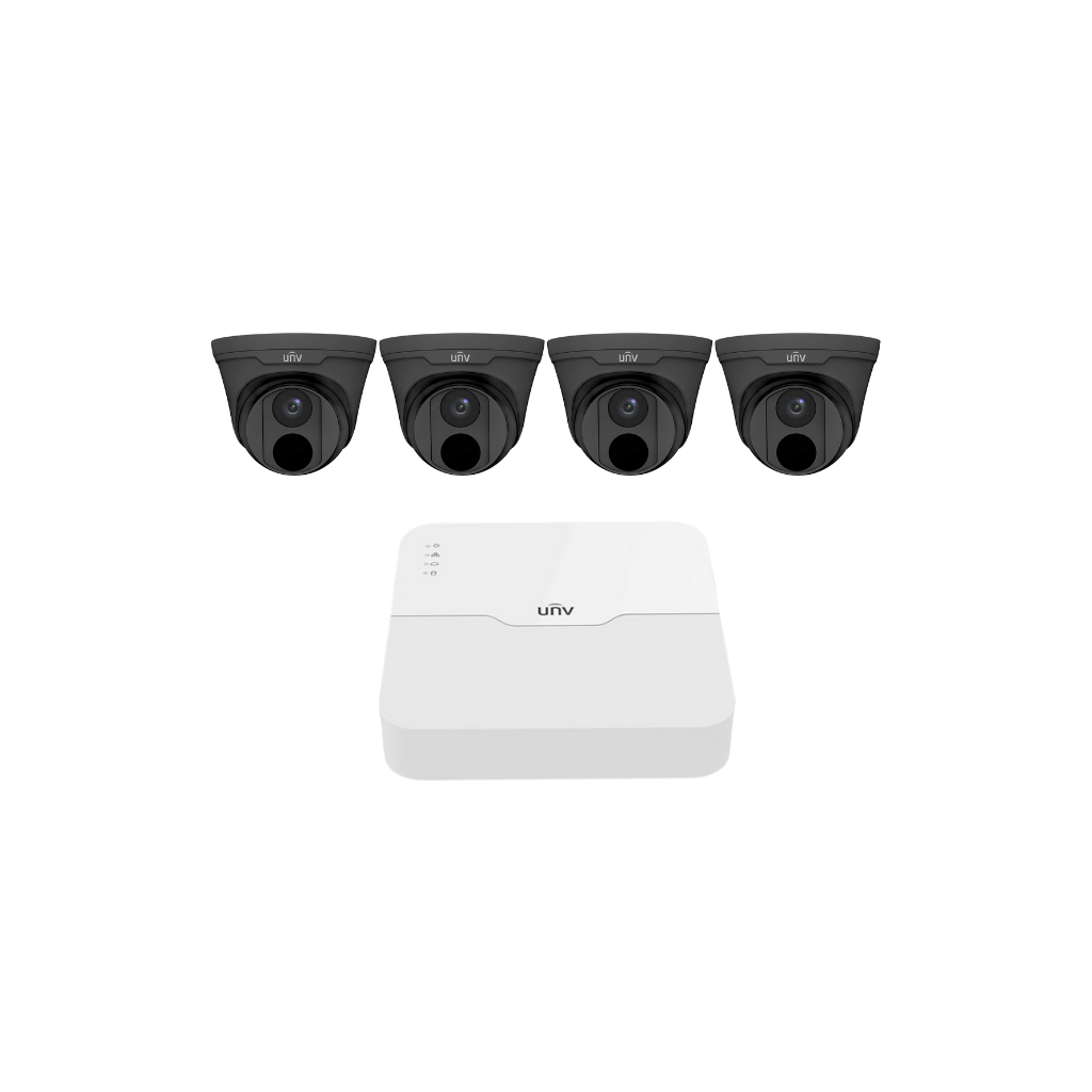 Kit de 4 caméras vidéosurveillance HIKVISION Uniview noires 4MP (BD4-UNV001-T4-B)