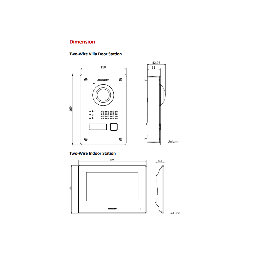 Kit intercom Portier de rue 2 fils Acier inoxydable HIKVISION (DSKIS703P) – Image 2